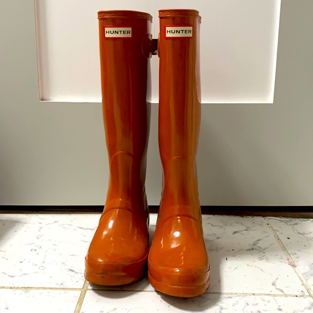 SOLD Tall Hunter Rain Boots : Orange